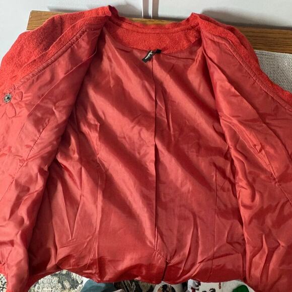 Vintage Ambition Jacket Women M Red Wool Blend Floral Snap Closure Cottage Boho - Picture 8 of 8